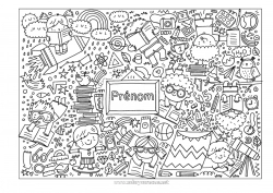 Coloriage à personnaliser Enfant Coloriages complexes Livre Lecture Rentrée scolaire Fournitures scolaires