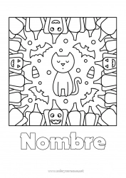 Colorear gratis Murciélago Calabaza Gato negro Cat Halloween Perros y gatos Aves y mamíferos voladores