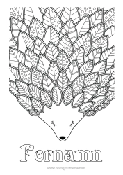 Gratis färgläggning Igelkott Höst Djur Blad Komplexa målarbilder Zentangle Skogens djur