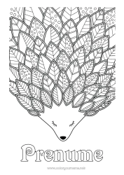 Pagină de colorat personalizată Arici Toamnă Animal Frunze Desene de colorat complexe Zentangle Animale din pădure