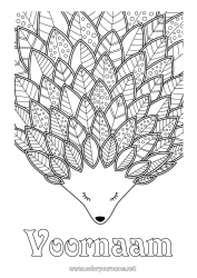Gratis kleurplaat Egel Herfst Dier Bladeren Complex Kleurplaten Zentangle Bosdieren