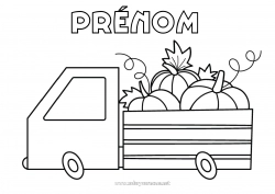 Coloriage gratuit Citrouille Camion Véhicules Fermier Camions et véhicules utilitaires Métiers de la ferme