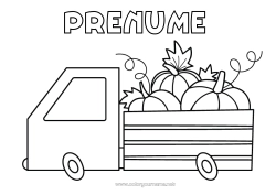 Desen liber de colorat Dovleac Camion Vehicule Fermer. Camioane și vehicule utilitare Meserii agricole