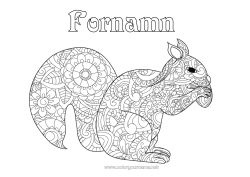 Gratis färgläggning Ekorre Djur Zentangle Skogens djur