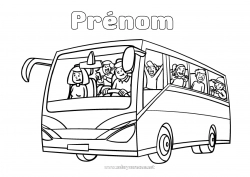 Coloriage gratuit Bus, car Transport en commun terrestres Rentrée scolaire