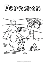 Gratis färgläggning Dinosaurier Vulkan Djur