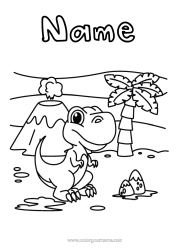 Colouring to customise Dinosaurs Volcano Animal