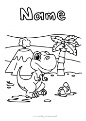 Free coloring Dinosaurs Volcano