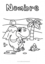 Colorear para personalizar Dinosaurios Volcán Animales