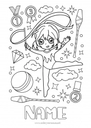 Free coloring Sport Kawaii Gymnastic Artistic sports