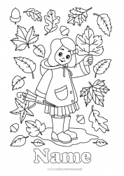 Free drawing Girl Autumn Leaves Acorn