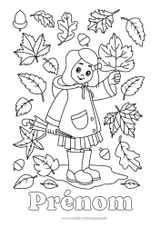 Dessin gratuit Fille Automne Feuilles Gland