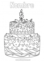 Dibujo libre Vela Tarta Cumpleaños Dibujos complejos para colorear Edad personalizable