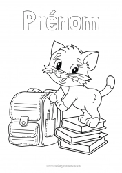 Dessin gratuit Chat Animal Livre Chiens et chats Lecture Cartable Métiers de la santé Rentrée scolaire Infirmier, Infirmière Vétérinaire