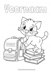 Kleurplaat aanpassen Kat Dier Boek Honden en katten Lezen Schooltas Gezondheidsberoepen Terug naar school Verpleegkundige Dierenarts