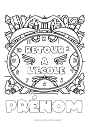 Coloriage gratuit Pinceau Crayon de couleur École Crayon Rentrée scolaire Fournitures scolaires Réveil