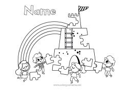 Colouring to customise Child Rainbow Sandcastle Games And Toys Puzzles