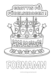 Färgläggningssida att anpassa Ljus Kaka Födelsedag Grattis på födelsedagen!