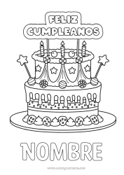 Colorear para personalizar Vela Tarta Cumpleaños Mensaje de feliz cumpleaños (inglés)