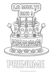 Pagină de colorat personalizată Lumânare Tort Aniversare La mulți ani!