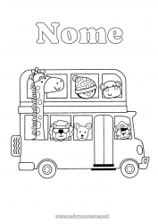 Disegno gratuito Giraffa Leone Veicoli Pinguino, Pinguino Animale Bus, pullman Uccelli e mammiferi volanti Animali selvatici dell'Africa Trasporto pubblico terrestre Rientro a scuola