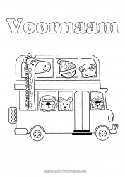 Gratis tekening Giraffe Leeuw Voertuigen Pinguïn, Pinguïn Dier Bus, autocar Vogels en vliegende zoogdieren Wilde dieren van Afrika Openbaar vervoer over land Terug naar school