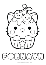 Gratis tegning Kawaii Kirsebær Frugter Slik, søde sager Muffin