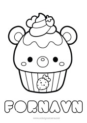 Gratis farvelægning Kawaii Frugter Slik, søde sager Muffin Jordbær