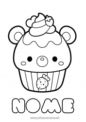 Disegno gratuito Kawaii Frutta Dolci, zuccherini Cupcake Fragola