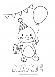 Free drawing Birthday Dinosaurs Balloons Easy coloring pages