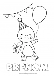 Coloriage gratuit Anniversaire Dinosaures Ballons Coloriages faciles