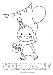 Kostenlose Zeichnung Geburtstag Dinosaurier Luftballons Einfache Ausmalbilder