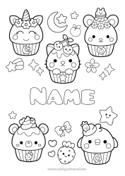 Free colouring Cute Stars Treats, sweets Fairy cake