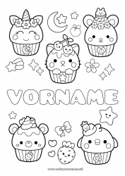 Kostenlose Zeichnung Kawaii Sterne Leckereien, Süßigkeiten Cupcake