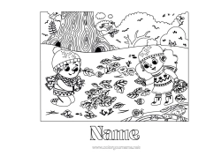 Colouring to customise Autumn Child Leaves Natural Landscape Forest