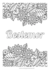 Fargeleggingssiden for barn Blomster Blader Komplekse fargelegginger