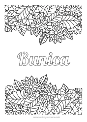 Pagină de colorat pentru copii Flori Frunze Desene de colorat complexe