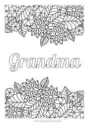 Free coloring Flowers Leaves Complex coloring pages