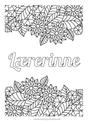 Fargeleggingssiden for barn Blomster Blader Komplekse fargelegginger