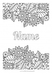 Free coloring Flowers Leaves Complex coloring pages