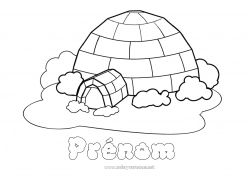 Coloriage gratuit Neige Igloo