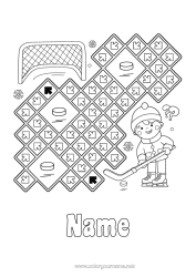 Colouring to customise Sport Children's Activities Team Sports Hockey Maze Winter Sports