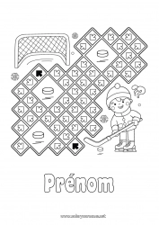 Coloriage gratuit Activités enfants Sports d'équipe Hockey Labyrinthe Sports d'hiver