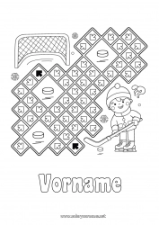 Kostenlose Zeichnung Sport Kinderaktivitäten Mannschaftssportarten Hockey Labyrinth Wintersportarten