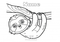 Coloring to customize Animal Forest animals Sloth