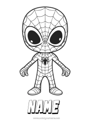Free colouring Spider Hero Insects Cartoon