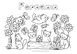 Gratis färgläggning Blommor Katt Djur Träd Hundar och katter
