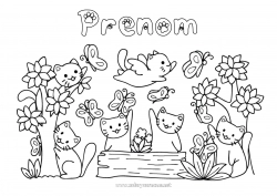 Dessin gratuit Fleurs Chat Animal Arbre Chiens et chats