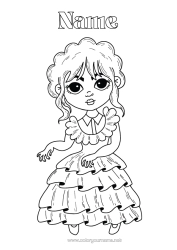 Colouring to customise Dance Girl The Addams Family Spain Artistic Sports Cartoon