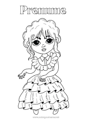 Pagină de colorat personalizată Dansă Fată Familia Addams Spania Sporturi artistice Desen animat